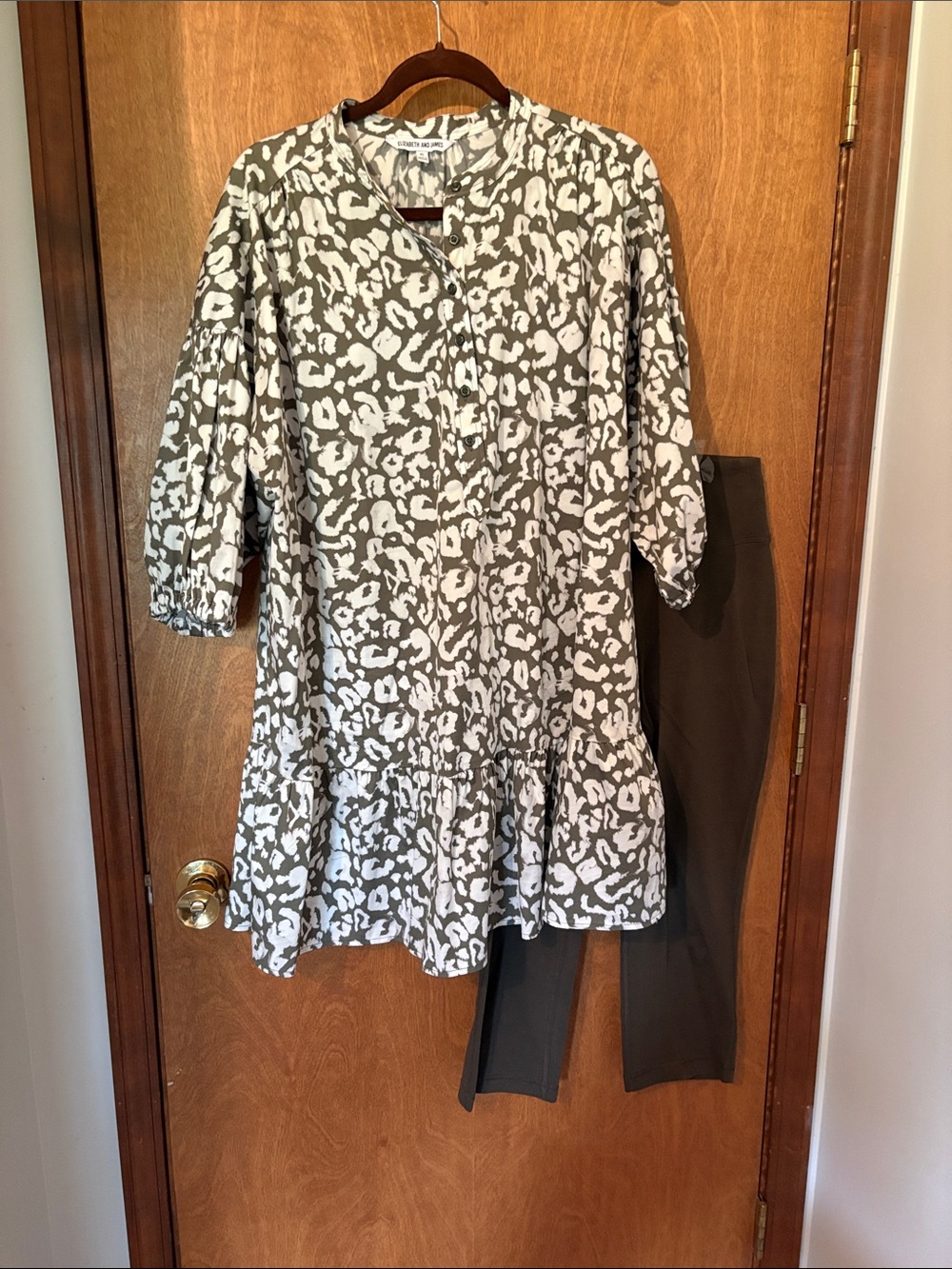 Elizabeth and James Olive and White Printed Tunic Top